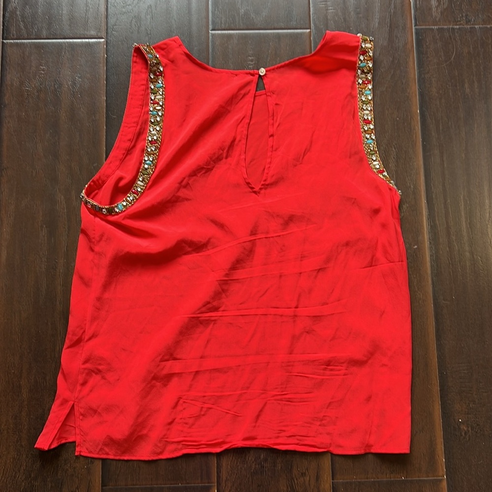 Haute Hippie Coral Silk Beaded Sleeveless Top, size Large - Picture 6 of 7
